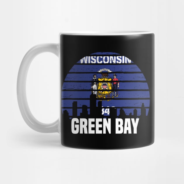 Green Bay Wisconsin WI Group City Silhouette Flag by jkshirts